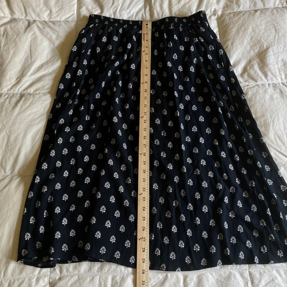 Garnet Hill Women's Medium Mid-Calf Crepe Skirt Black White Boho Witchy Pockets - Picture 14 of 14